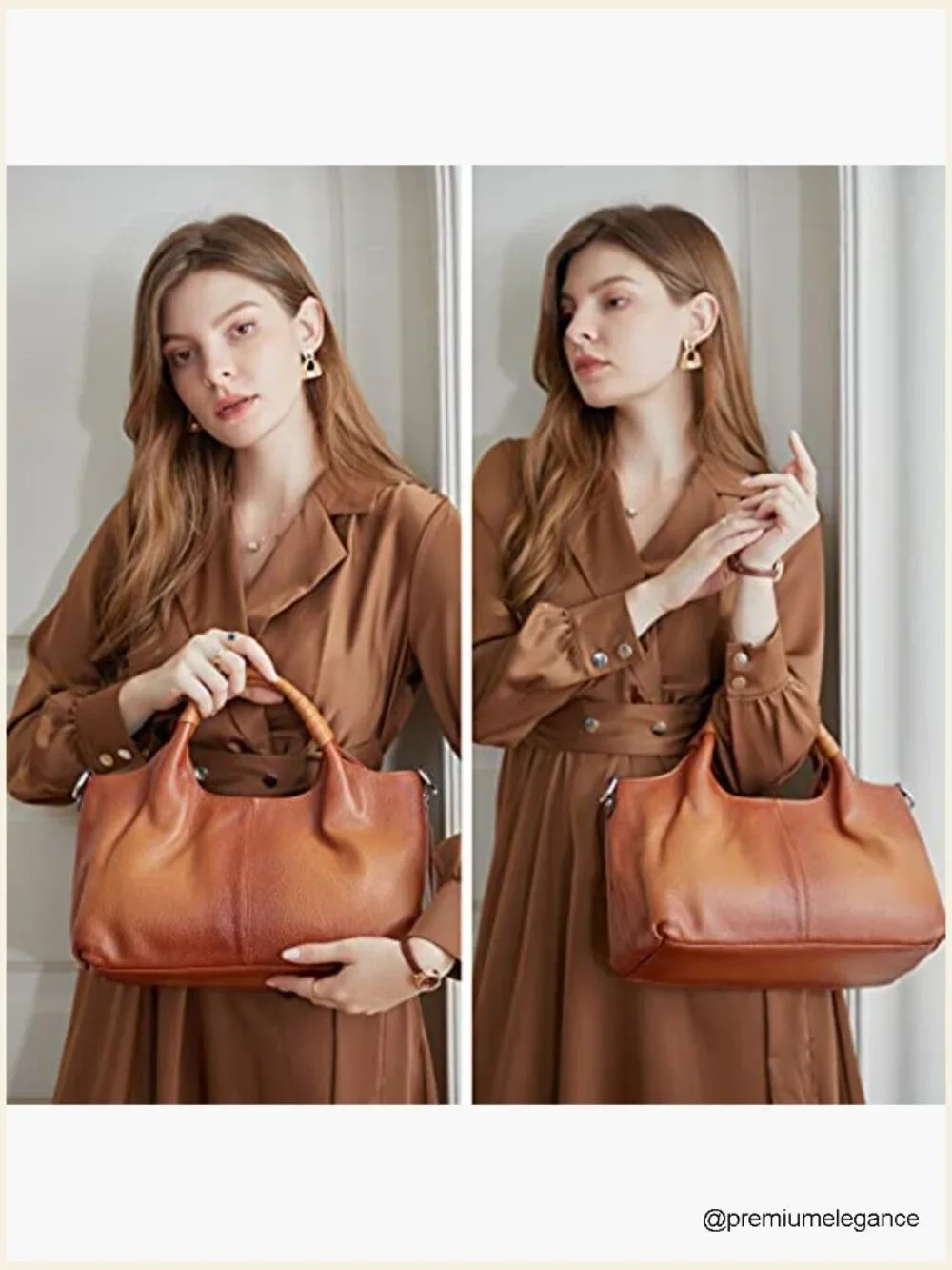 Genuine Leather Crossbody Hobo Bag Medium Tote Satchel Shoulder Purse